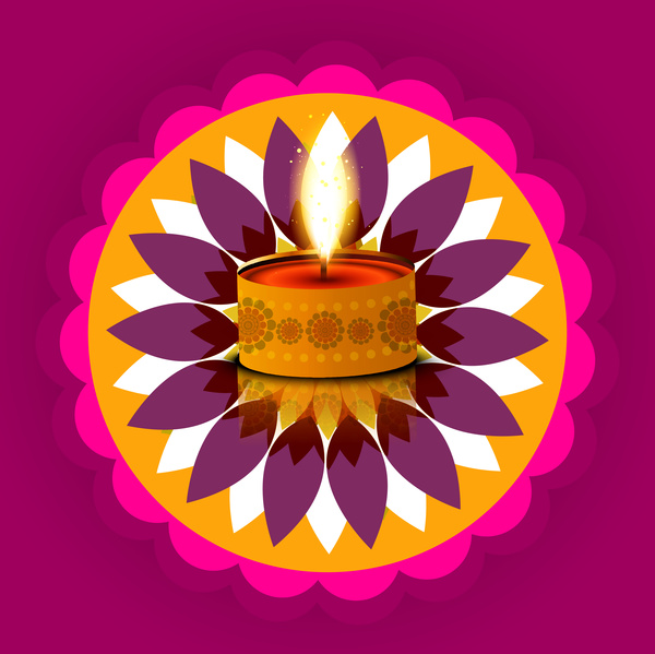 indah bergaya rangoli happy diwali berwarna-warni diya hindu festival latar belakang