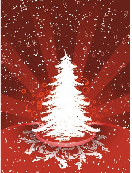 Beautiful Stylized Christmas Tree Stroke On Pattern Background Vector