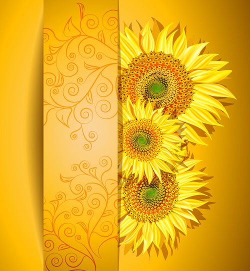 bunga matahari indah latar belakang vektor