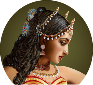 gadis cantik India tradisional seni vektor