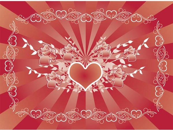 Kartu Cinta hari valentine yang indah dengan bunga desain elemen vektor
