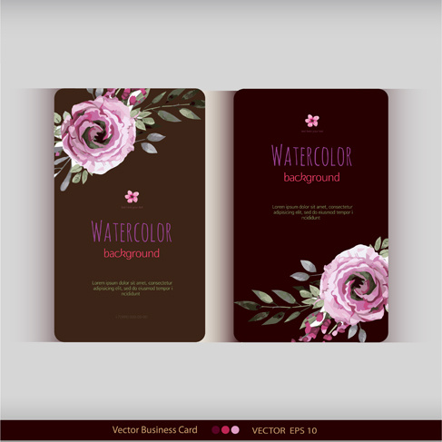Aquarell Blume-Visitenkarten-Vektor-set