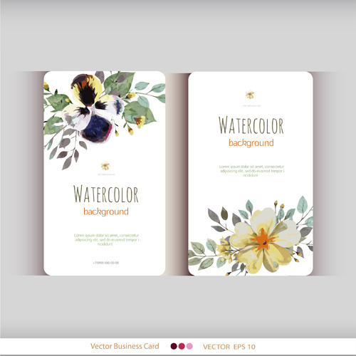 Aquarell Blume-Visitenkarten-Vektor-set