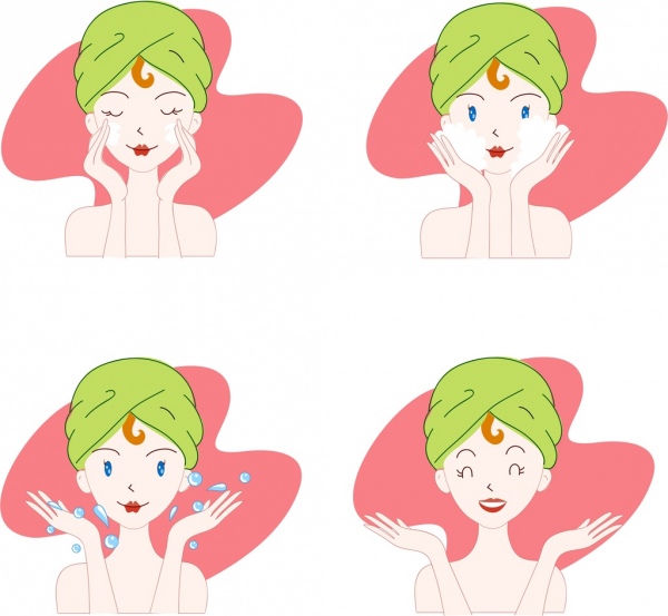 personajes de dibujos animados de decoración emocional de los iconos de bella mujer