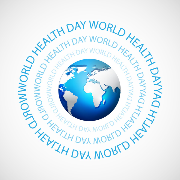 güzel Dünya Sağlık günü mavi renkli parlak küre metin kavramı vektör