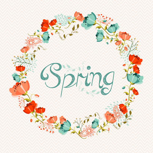 karangan bunga indah musim semi vector latar belakang