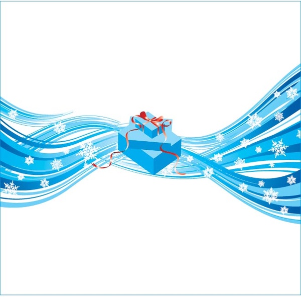Beautiful 3d Gift On Star Flake Blue Lines Abstract Vector
