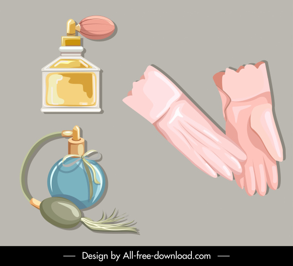 Schönheit Pflege Ikonen Parfüm Handschuhe Skizze Retro-Design