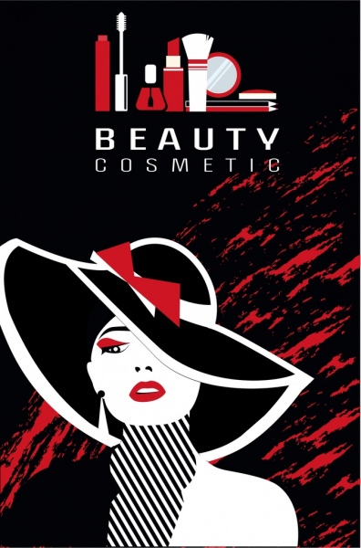publicité femme élégante beauté cosmétique icônes croquis accessoires