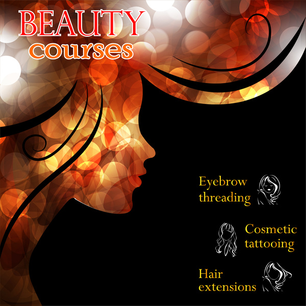 design de banners do curso de beleza com bokeh abstrato