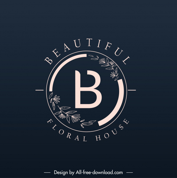 modelo de logotipo de beleza botânica esboço escuro círculo elegante