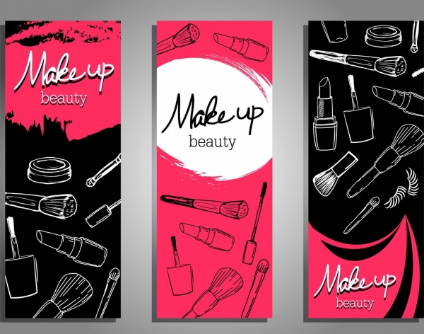 Beauty-Salon Werbung dunkel schwarz rot handgezeichneten Symbole