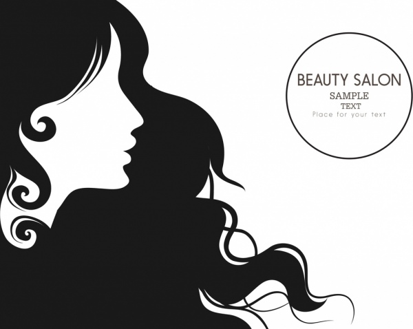 salon de beauté, affiche en noir et blanc design femme potiche