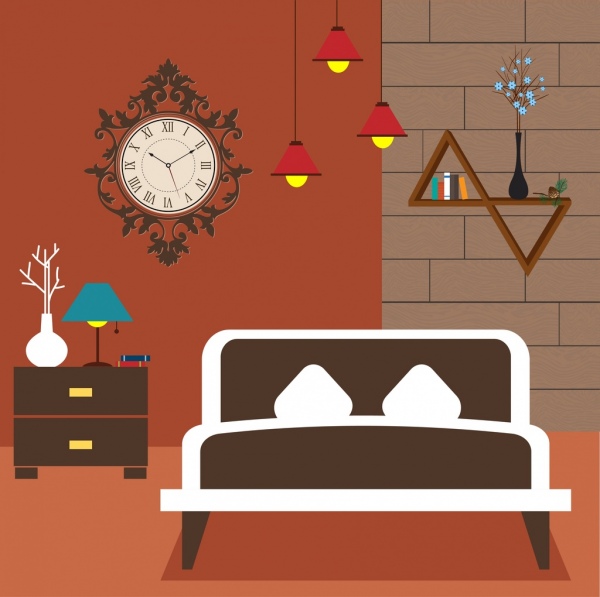 rysunek kolorowy wzór sypialni dekoracji mieszkania