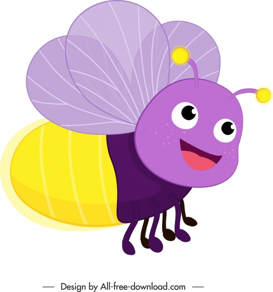 ผึ้งแมลงสิ่งมีชีวิตไอคอนที่มีสีสันน่ารักการ์ตูนเก๋ไก๋