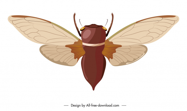 Biene Insekt Symbol farbige flache Skizze glätten Flügel