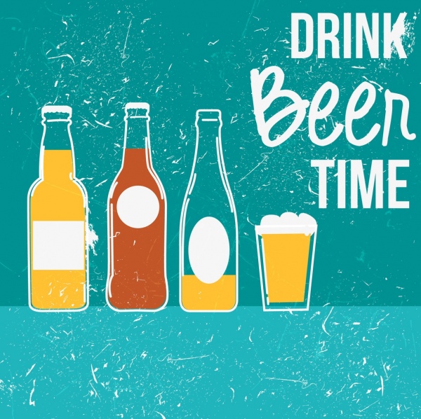 cerveja propaganda banner garrafa vidro ícones design retro