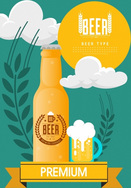啤酒廣告瓶杯花卉圖標飾品
