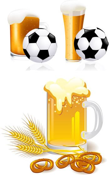 Ensemble de vecteurs de bière et de football