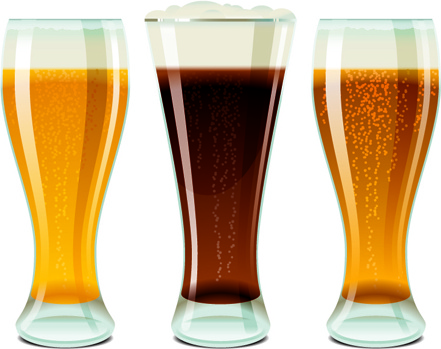 ビールとガラスカップのデザイングラフィックベクトル