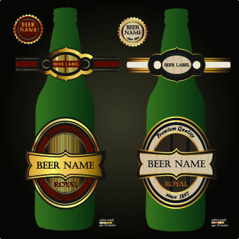 Bierflaschen und Bier-Etiketten-Vektor