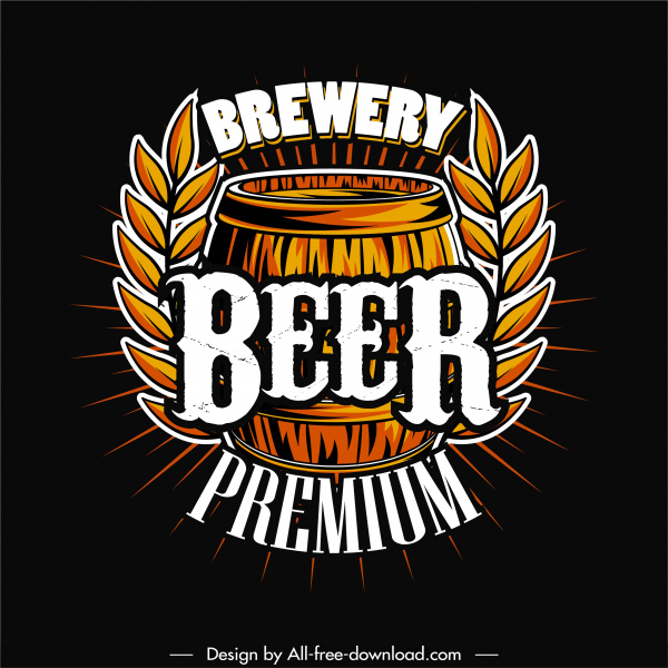 plantilla de logotipo de cervecería de cerveza retro avena de barril dibujado a mano