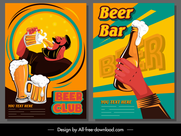 맥주 클럽 포스터 다채로운 고전적인 디자인