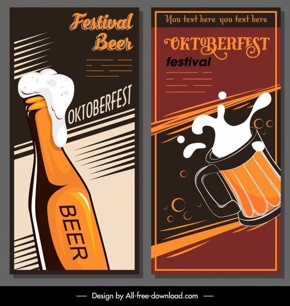 пиво фестиваль баннеры классического темного динамического дизайна