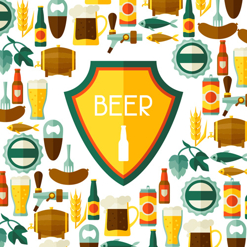 Bier-flachen Stil-Hintergrund-Vektor-design