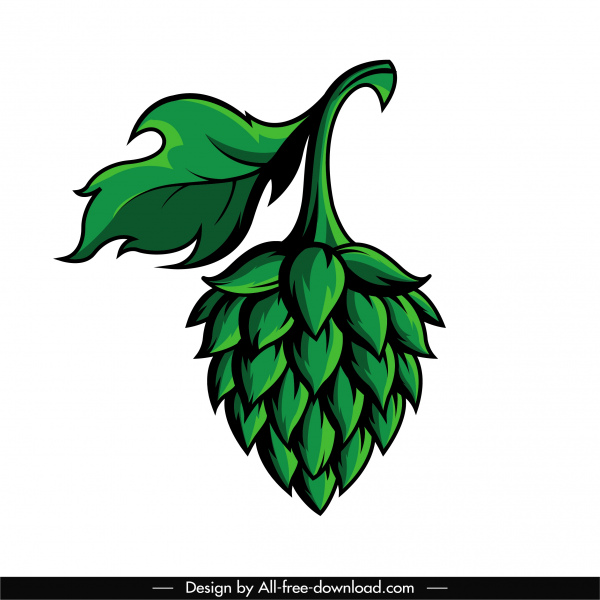 ícone de lúpulo de cerveja verde clássico esboço desenhado à mão