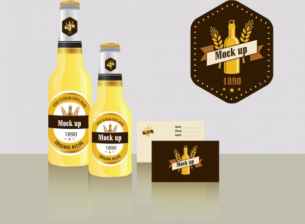 cerveja etiqueta modelo retrô maquete projeto garrafas ícone