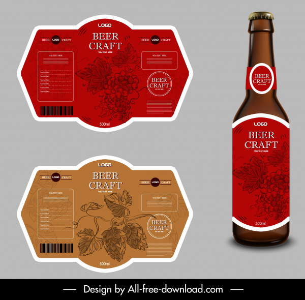 пиво этикетки шаблоны цветов декор классический дизайн
