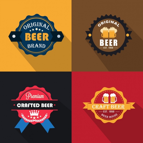 Etiquetas de cerveza coleccion clasico circulo de color tipos