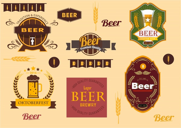 啤酒标签集老式设计风格