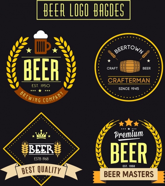 ビールのロゴのバッジ コレクション様々 なカラフルなクラシック スタイル
