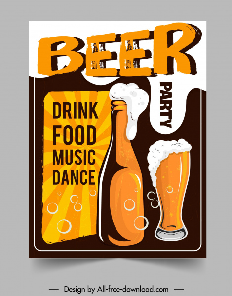 Beer Party Banner Foam Glass Bottle Colored Classic