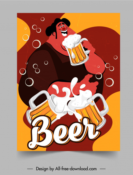 Bier-Party-Plakat klinken Gläser fett Mann Skizze