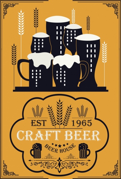 ícones de vidro preto cerveja promoção banner decoração clássica