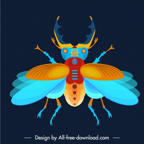 icono del escarabajo colorido boceto plano
