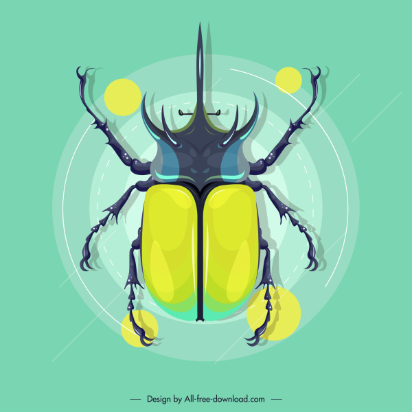 ikon serangga kumbang berwarna sketsa datar modern