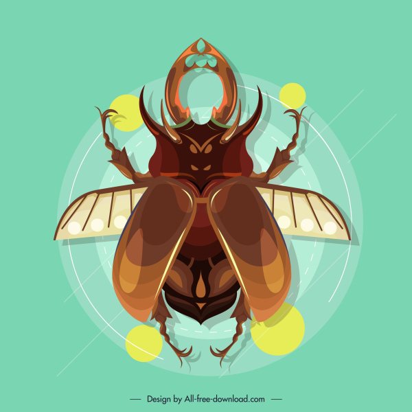 딱정벌레 곤충 아이콘 반짝이는 색깔의 현대적인 디자인