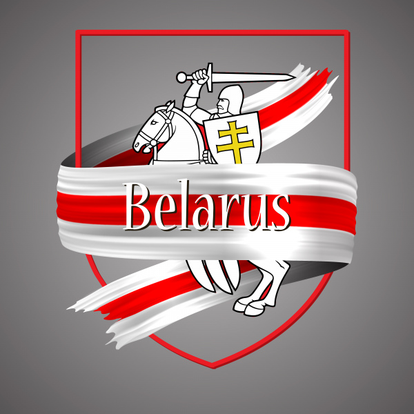 Беларусь флаг и эмблема официальных национальных цветов Белоруссия 3d реалистичная лента белорусский размахивая красно-белый вектор патриотической сла