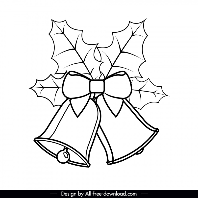 Bell Christmas Icon Black White Classic Outline