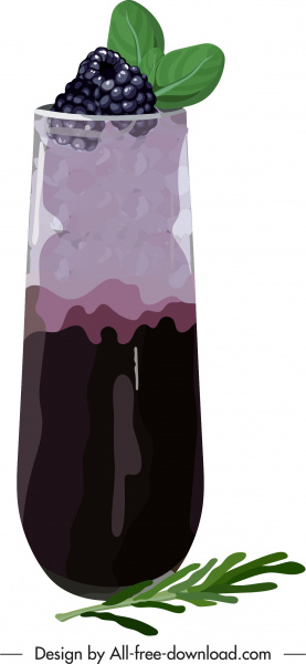 漿果汁圖示五顏六色的經典設計特寫素描