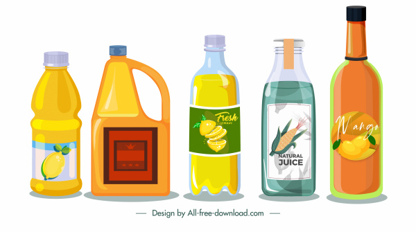Getränkeflaschenetiketten Vorlagen farbige flache klassische Skizze