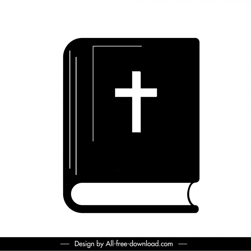 Icono del libro de la Biblia Blanco Negro Contorno 3D