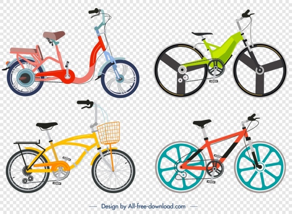 biciclette pubblicità sfondo icone moderne variopinte decorazioni