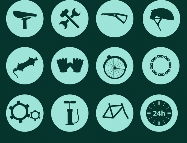 aislamiento de accesorios planos de elementos de diseño de bicicleta