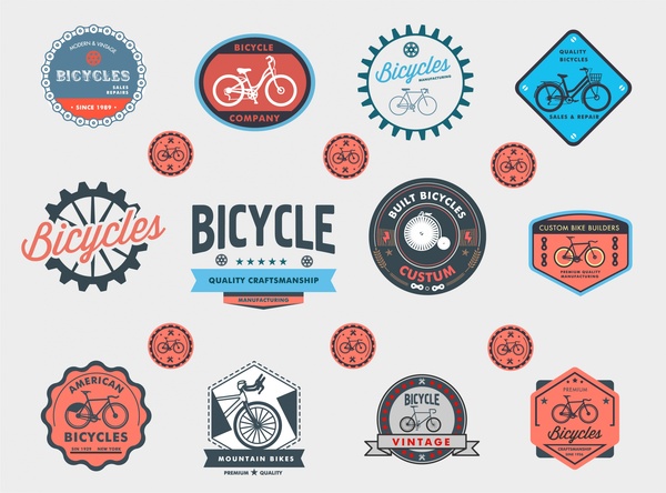 Bisiklet logolar vintage tarzı resimde vektör
