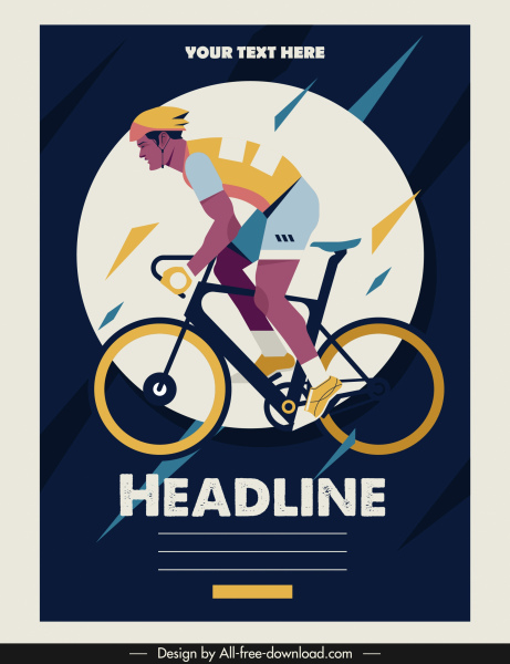 ras Sepeda poster ikon pengendara sepeda desain klasik